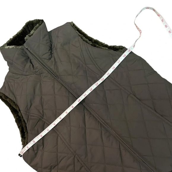 Weatherproof garment company reversible faux fur full zip up vest brown winter - Picture 5 of 16